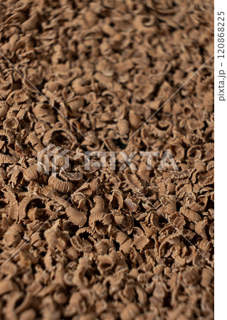 Grated natural organic chocolate shavings macro Grated natural organic chocolate shavings macro 120868225