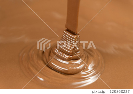 Melted milk chocolate pouring, chocolate texture. Melted milk chocolate pouring, chocolate texture. 120868227