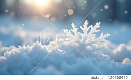 Snowflake on the snow in the winter forest 120868436