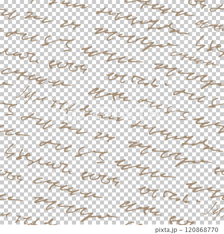 Seamless watercolor text background with illegible handwritten script. Vintage texture in cursive and ink tones. Perfect for journals, wrapping paper, or decorative calligraphy inspired designs Seamless watercolor text background with illegible handwritten script. Vintage texture in cursive and ink tones. Perfect for journals, wrapping paper, or decorative calligraphy inspired designs 120868770