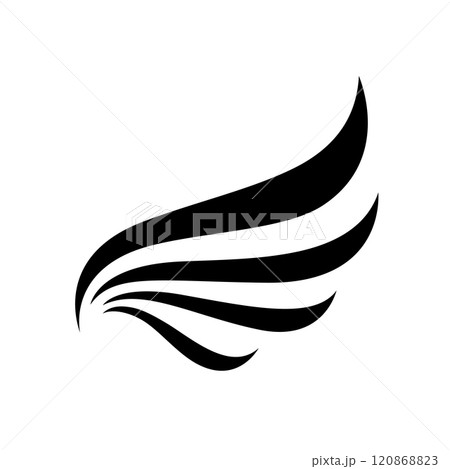 A minimalistic wing black and white vector illustration of a stylized feather. A minimalistic wing black and white vector illustration of a stylized feather. 120868823