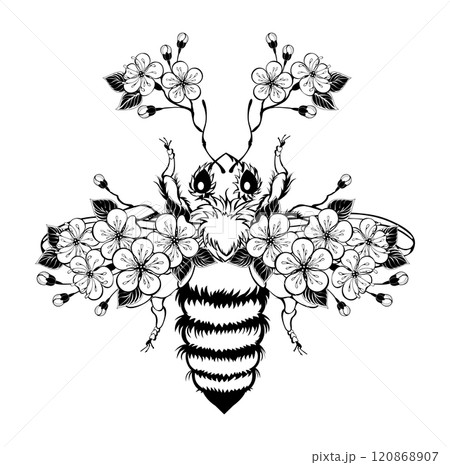 Bee with contoured sakura 120868907