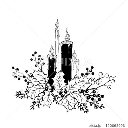 Composition with contoured Christmas candles 120868908