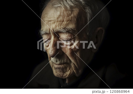 senior man with his eyes closed, generative AI 120868964