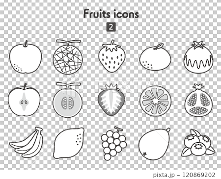 水果圖示集合 02 單色 水果圖示集合 02 單色 120869202