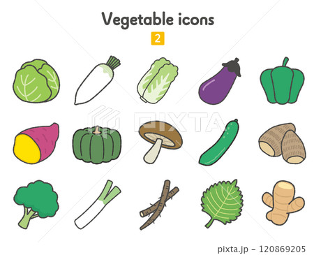 野菜のアイコン集02 カラー 野菜のアイコン集02 カラー 120869205