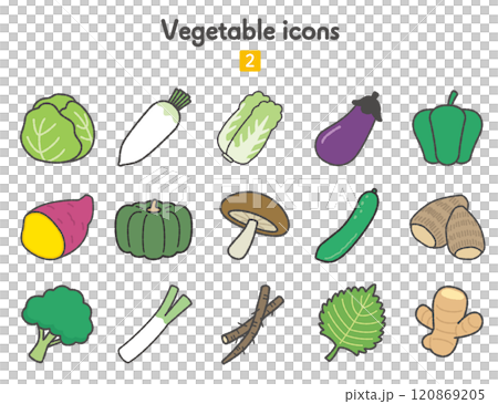 野菜のアイコン集02 カラー 野菜のアイコン集02 カラー 120869205