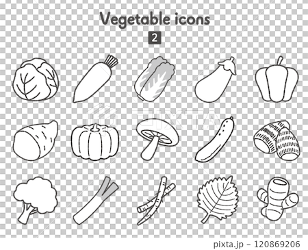 Vegetable icon collection 02 monochrome 120869206
