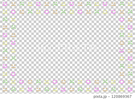 明るい色んな表情の顔のアイコンが並ぶ四角いフレーム 明るい色んな表情の顔のアイコンが並ぶ四角いフレーム 120869367