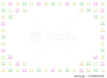 明るい色んな表情の顔のアイコンが並ぶフレーム 明るい色んな表情の顔のアイコンが並ぶフレーム 120869368