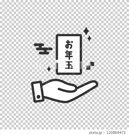 New Year's money icon (line drawing, black and white) 120869471