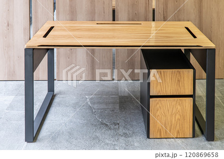 Director's office with large wooden table. Interior design 120869658