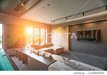 Lounge and library at modern business center. Rest room in the office center Lounge and library at modern business center. Rest room in the office center 120869808