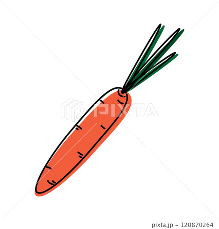 Abstract Outline Carrot with leaves and spots in green and orange. Vegetables design element concept Abstract Outline Carrot with leaves and spots in green and orange. Vegetables design element concept 120870264