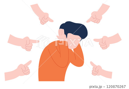 指をさされていじめを受ける男性のイラスト 指をさされていじめを受ける男性のイラスト 120870267