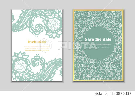 Two greeting cards set with paisley motifs 120870332