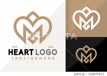 Letter M Heart Crown Elegant Logo Icon Vector Design 120870651