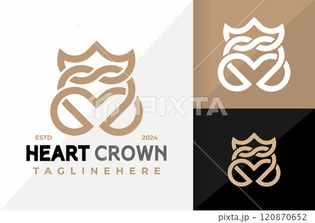 Letter M Heart Crown Logo Icon Vector Design 120870652
