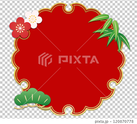 Golden snowflake and pine, bamboo and plum background material 120870778