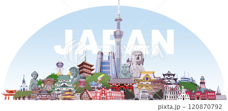 日本観光地イラスト集合 JAPAN 日本観光地イラスト集合 JAPAN 120870792