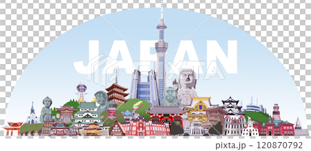 日本旅遊勝地插畫集 JAPAN 120870792
