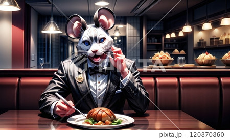 レストランで食事するネズミ 120870860