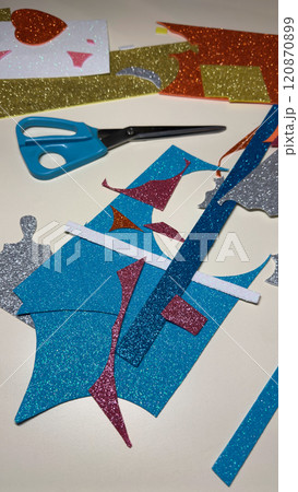 Hobby for home using foamiran with sparkles 120870899