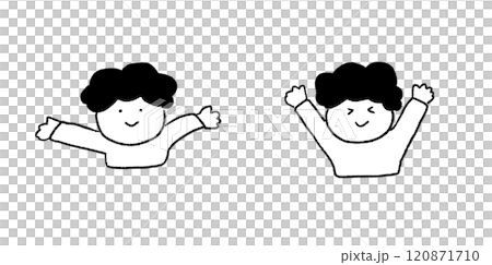バンザイで喜ぶ人のイラスト1 120871710