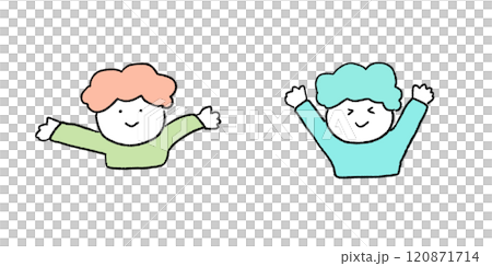 バンザイで喜ぶ人のイラスト5 120871714