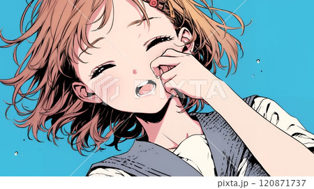 あくびをしている若い女性