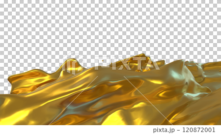 The Gold liquid  splash png image 3d rendering. 120872001