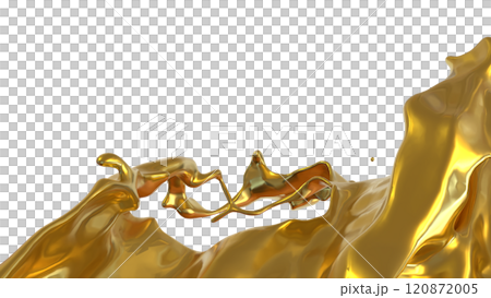 The Gold liquid  splash png image 3d rendering. 120872005
