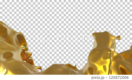 The Gold liquid splash png image 3d rendering. The Gold liquid splash png image 3d rendering. 120872006