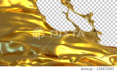 The Gold liquid splash png image 3d rendering. The Gold liquid splash png image 3d rendering. 120872007