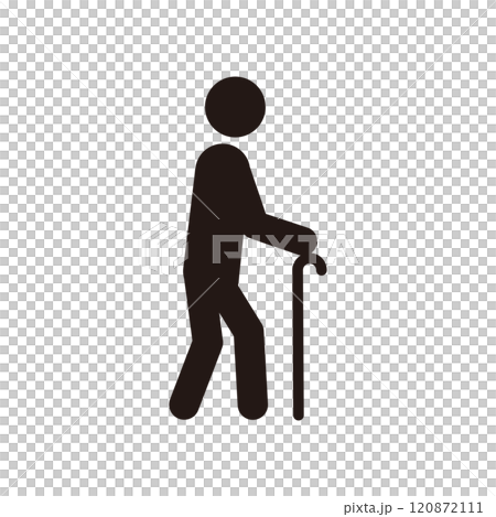 杖を持つ人のピクトグラムアイコン 杖を持つ人のピクトグラムアイコン 120872111