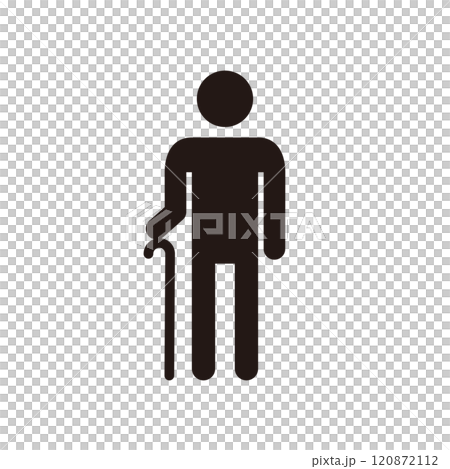 Pictogram icon of a person with a cane 120872112