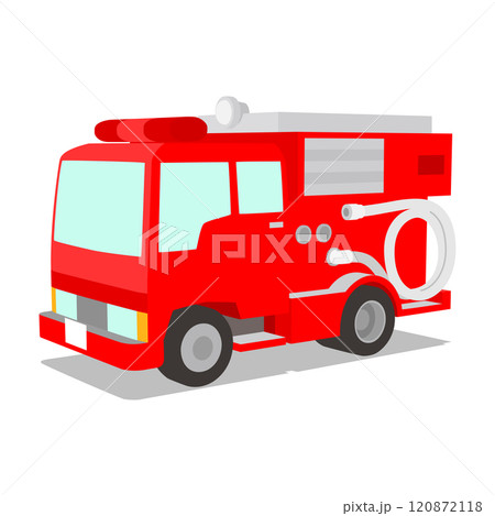 3Dポリゴン風イラスト 車05 消防ポンプ車 120872118