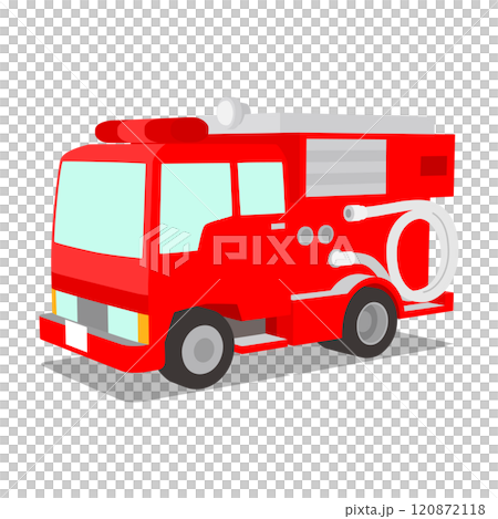 3Dポリゴン風イラスト 車05 消防ポンプ車 120872118