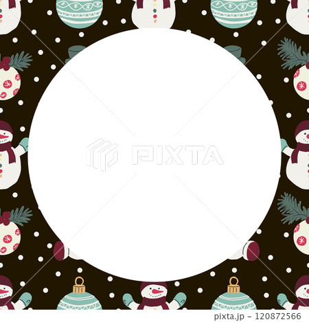 Vector hand drawn festive Christmas circle frame for your design. Vector hand drawn festive Christmas circle frame for your design. 120872566