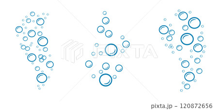 Soap bubbles icon set. Vector linear illustration of air bubbles. Bath detergent design element Soap bubbles icon set. Vector linear illustration of air bubbles. Bath detergent design element 120872656