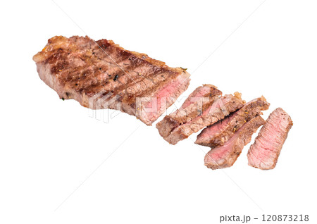 Grilled Tri Tip Steak from Black Angus beef meat isolated on white background Grilled Tri Tip Steak from Black Angus beef meat isolated on white background 120873218