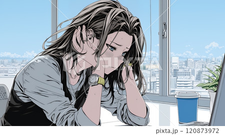 仕事のミスを注意され落ち込んでいる若い女性