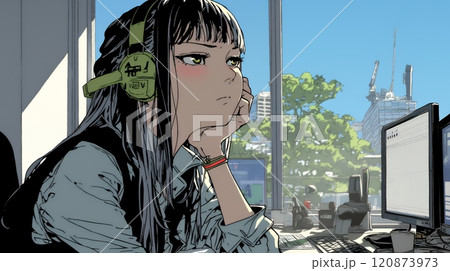 仕事のミスを注意されふてくされている若い女性
