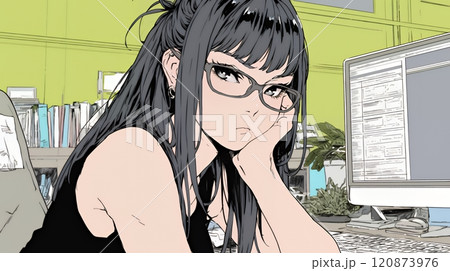仕事のミスを注意されふてくされている若い女性