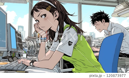 仕事のミスを注意されふてくされている若い女性