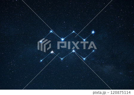 Zodiac sign Aquarius on the starry sky with stars. Astrology, concept 120875114