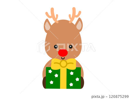 クリスマスプレゼントを持つトナカイ 120875299