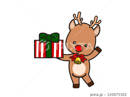 クリスマスプレゼントを持つトナカイ3 120875302