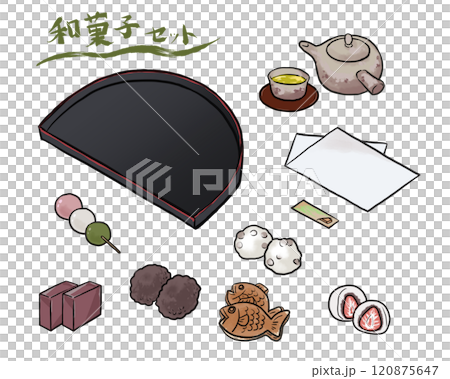 色々な和菓子とお茶 120875647