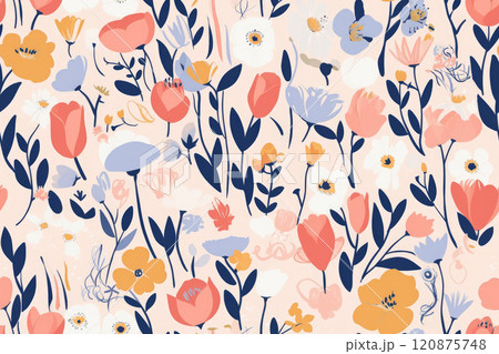 Spring delicate floral seamless pattern 120875748
